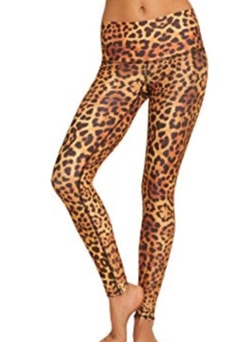 Teeki Awakening Gold Hot Pants Yoga Leggings Leopard Print Size M